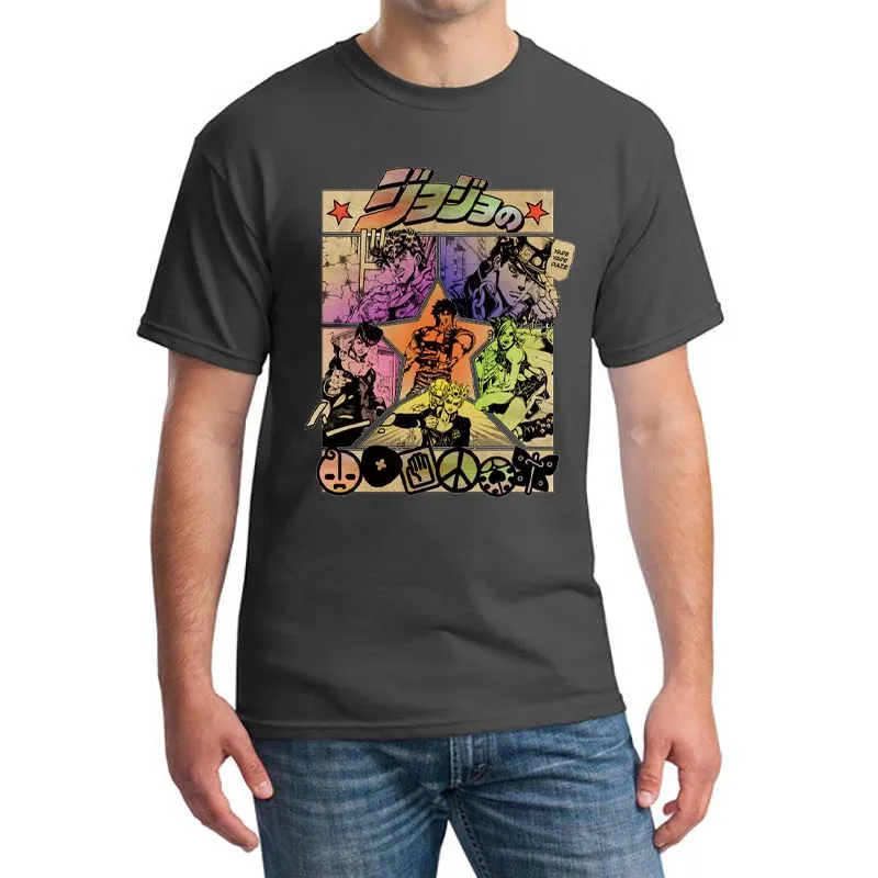 

Jojos Bizarre Adventure Vintage Men Manga T-shirt Harajuku Streetwear Katoen Camisetas Hombre Men Vaporwave Japan Anime Shirt