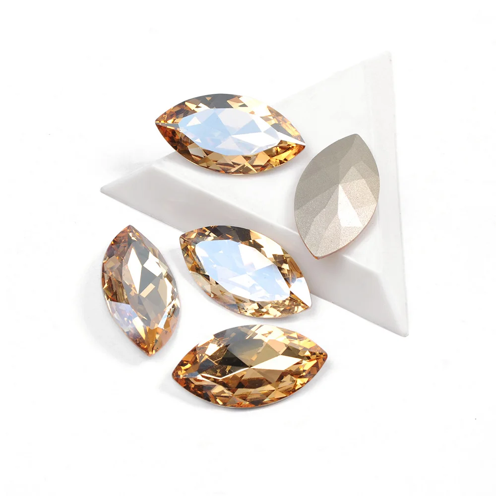 YANRUO 4227  Fancy Ornament Crystal Golden Shadow Navette Glass Rhinestones Beauty DIY Making Strass 3D DIY Nail Art Decorations