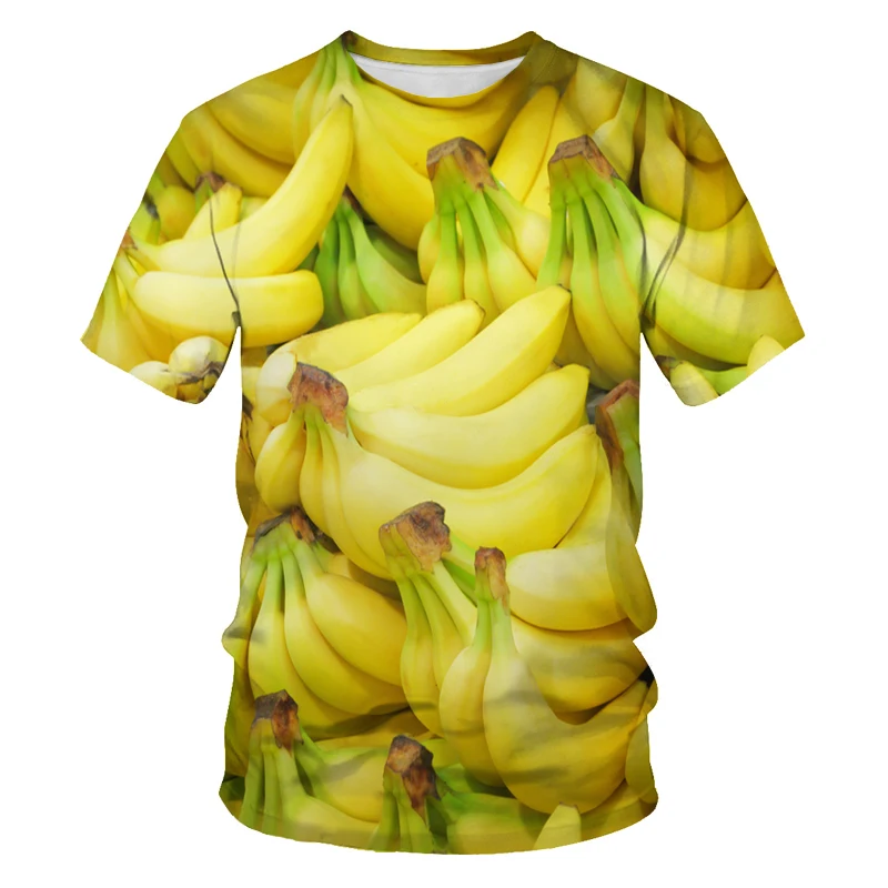 

New 3D printing gourmet temptation banana pattern short sleeve oversized T-shirt O-neck summer 3D printing top women's T-shirt