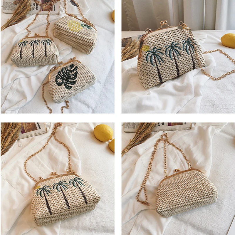 Новая летняя женская пляжная Соломенная сумка-мессенджер 2019 Вышивка богемный