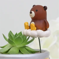 cute resin bear animal figurines plants stakes garden flowerpot bonsai decor diy craft ornament micro landscaping accessories
