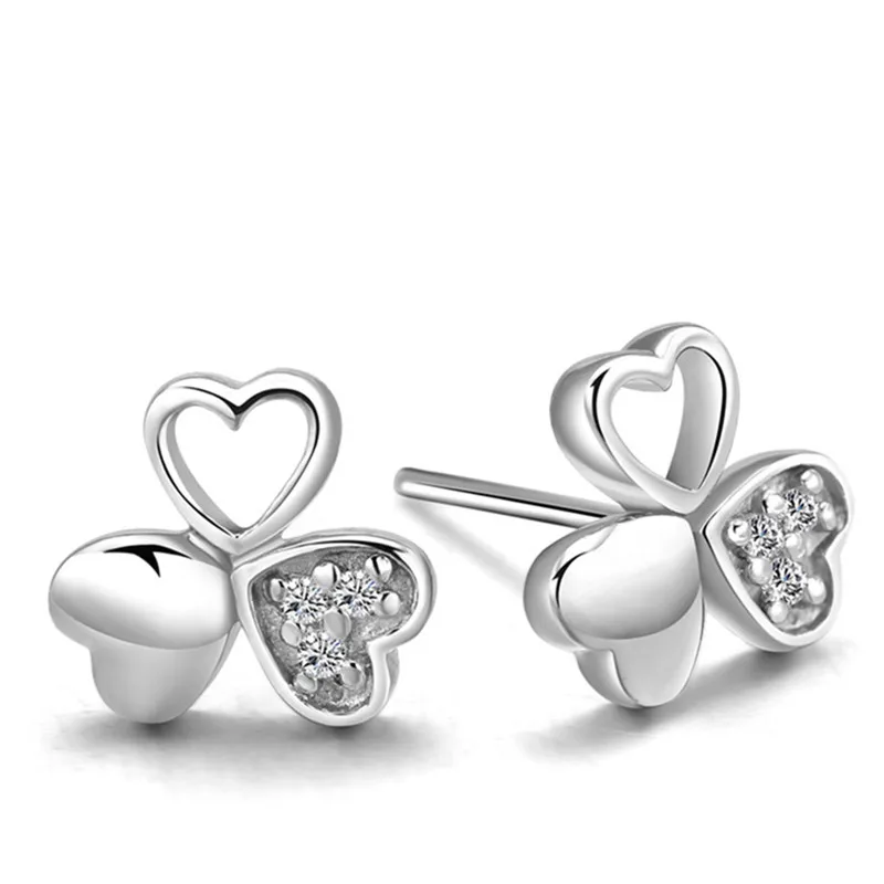 

Женские серебряные серьги с цирконом, в виде сердца