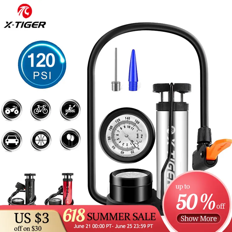 X TIGER велосипедный насос мини Портативный Велосипедный спорт ножной с Давление