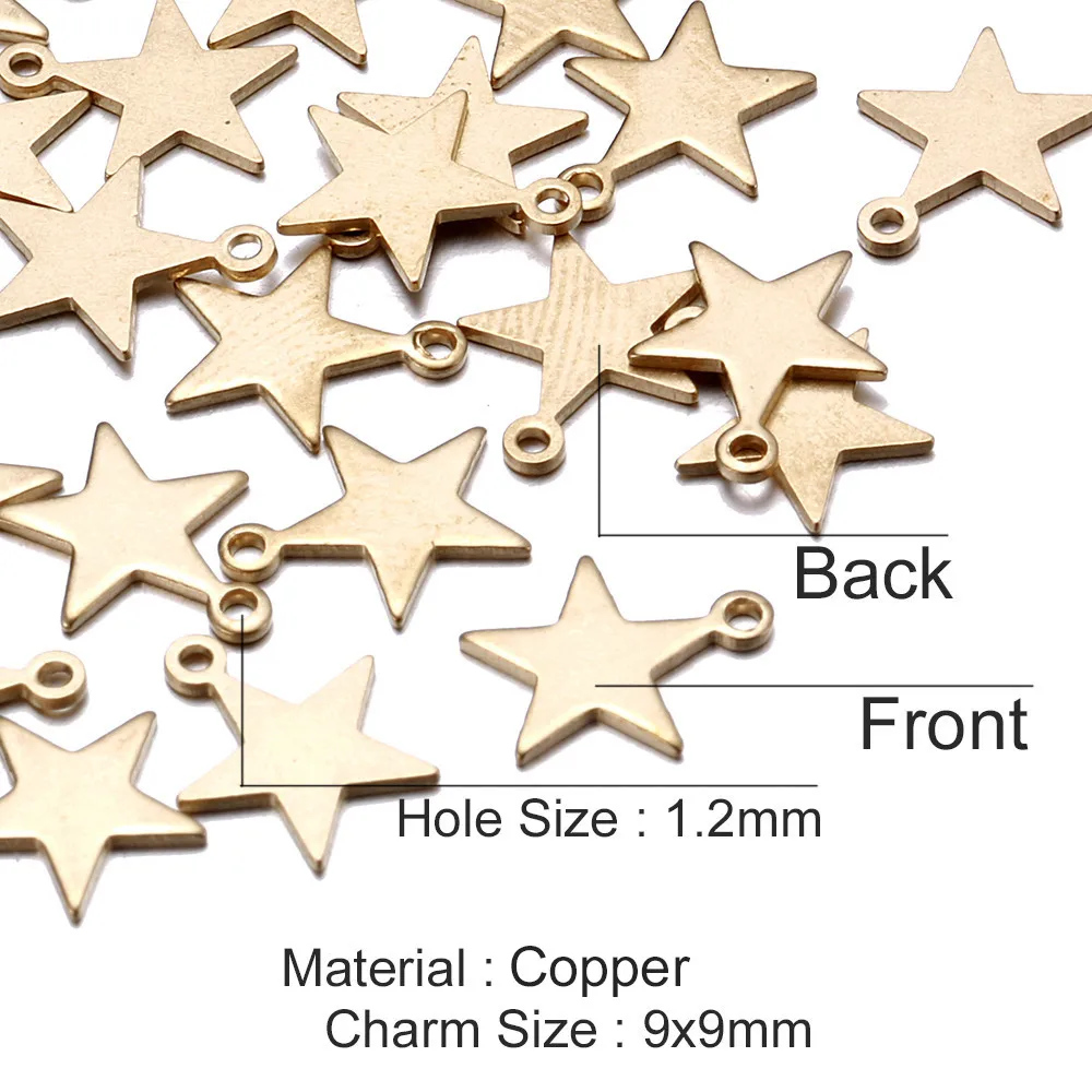 20 шт./лот простые латунные подвески в виде пятиконечной звезды подходят для