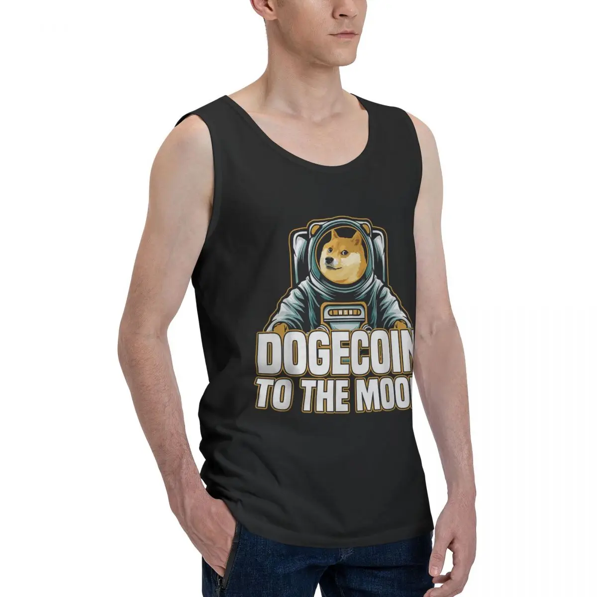 

Dogecoin To The Moon(1) Men's Tank Top Shirt Hodl Dogecoin Vest Men set Humor Graphic Funny Graphic Sleeveless Garment