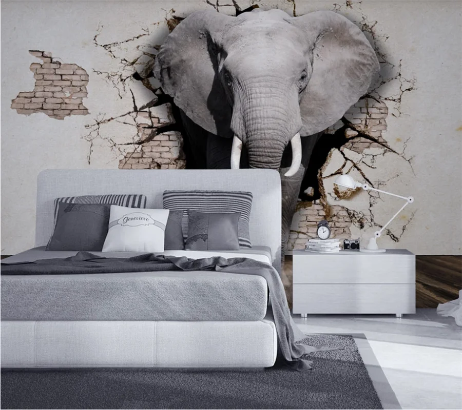 Индивидуальные 8d фото обои 3d росписи стерео слон художественный фон настенные
