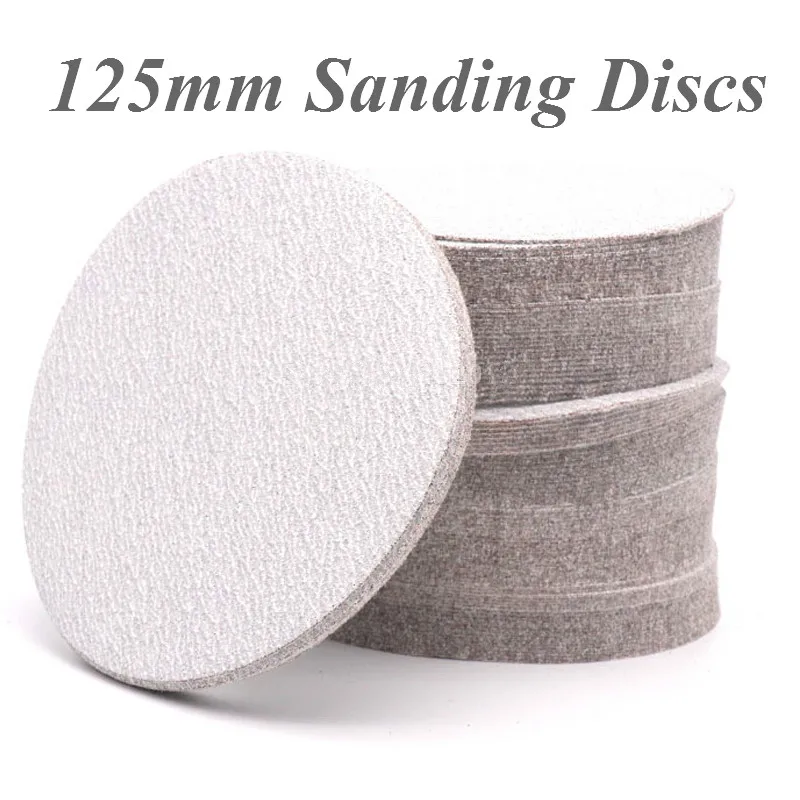 

100PCS/BOX 125MM 60-1000 Grits White Coated Hook And Loop Sanding Disc For Grinding Wall Paint