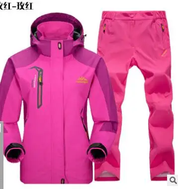 Плотный теплый ветрозащитный зимний женский сноуборд комплект лыжная куртка и брюки костюмы женская лыжная одежда водонепроницаемый лыжный костюм - Цвет: 6