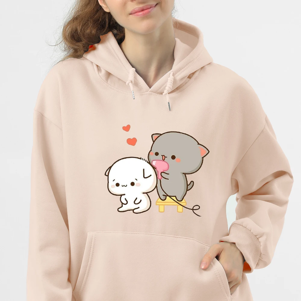 

Cute Hoodies for Women Cotton Sweatshirts Bears Printing Long Sleeved Hoodie Pocket Casual Pullovers Kawaii Graphic Hoody Unisex