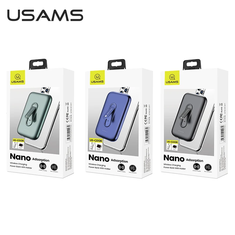 

USAMS Mini Power Bank 4000mAh With Holder Portable Charger Travel PowerBank Fast Charge Mobile Phone Powerbank 4000 Quick Charge