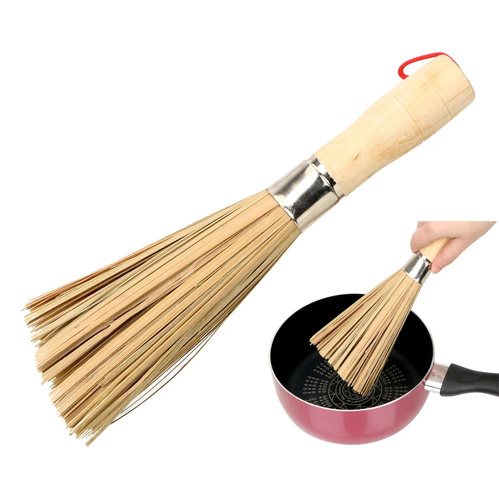 

Wash Pot Brush Natural Bamboo Brush Handmade Durable Non-stick Oil Wash Dishes Wooden Handle