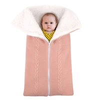 baby knitted sleeping bag plus velvet newborn outdoor stroller cover blanket envelope thicken zipper anti kick sleepsacks