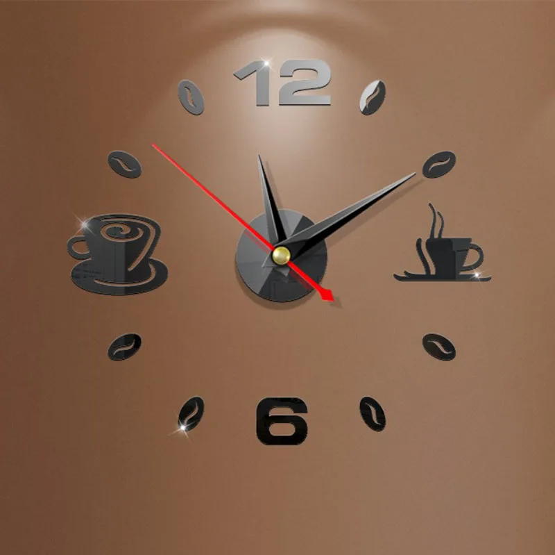 Новые 3D настенные часы большие акриловые зеркальные наклейки аксессуары для