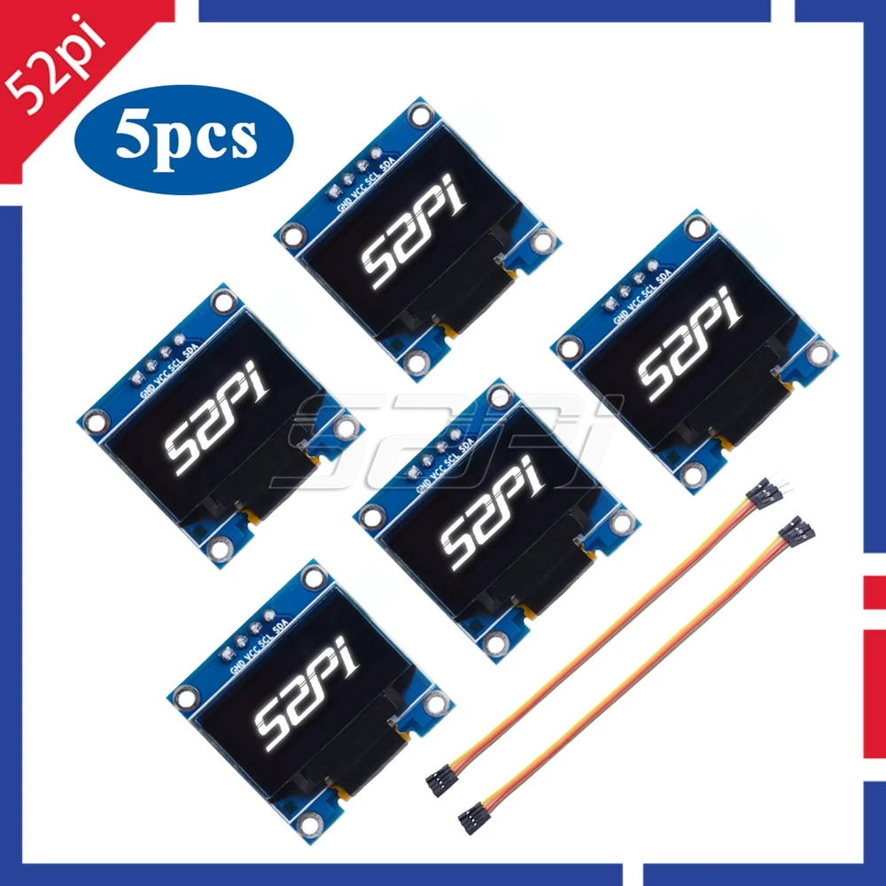 0 96 дюймовый OLED экран 52Pi модуль 128*64 IIC SSD1306 для Raspberry Pi 4 B / 3 (+) 2 Zero (W) Beaglebone