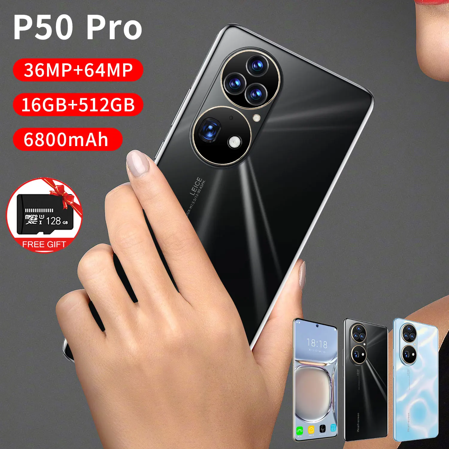 

P50 Pro 5G Smartphone 7.3 Inch 512GB 16GB RAM 6800mAh QUALCOMM Snapdragon GSM LTE Factory Unlocked International Version Phone