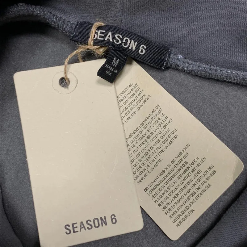 Oversize Kanye West Season 6 Hoodie Solid Men Women 1:1 High Quality Inside Velvet Tag Label Pullovers Sweatshirts | Мужская одежда