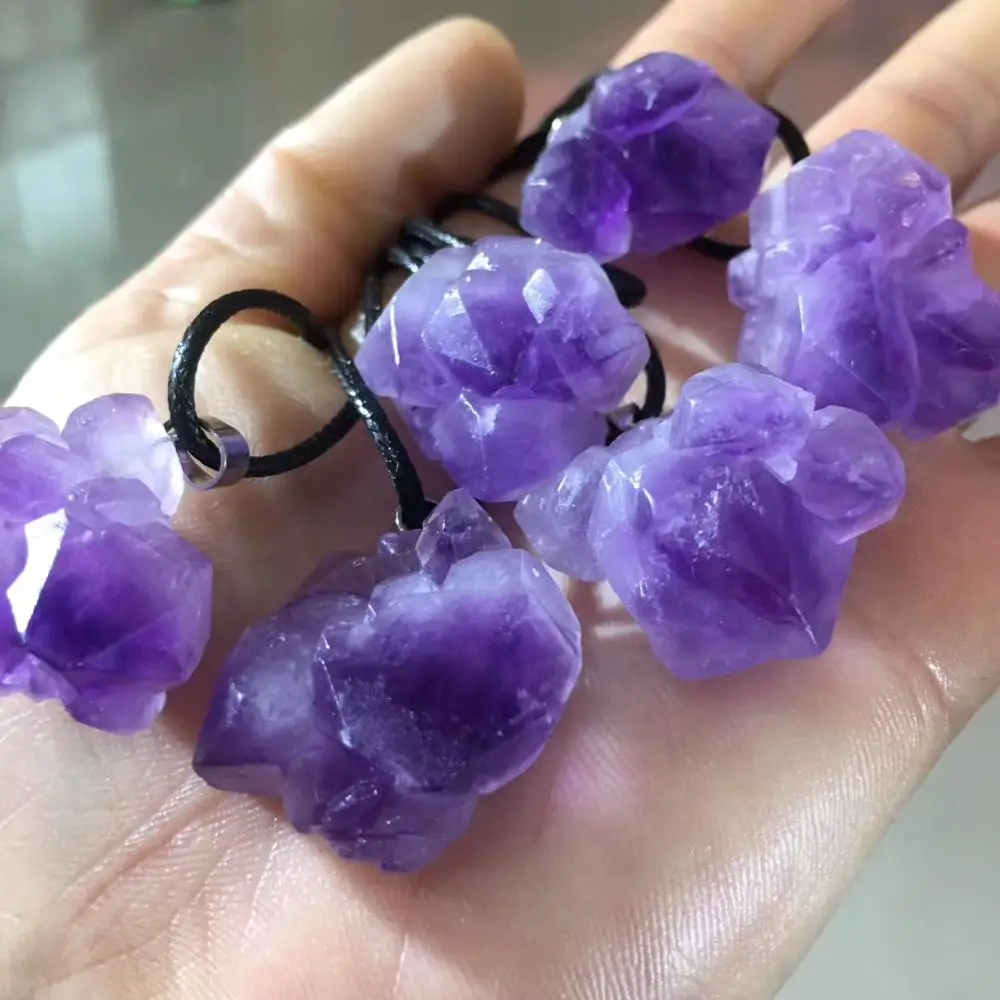 Ожерелье подвеска с натуральным аметистом и грубым кристаллом 1 шт.|Камни| |