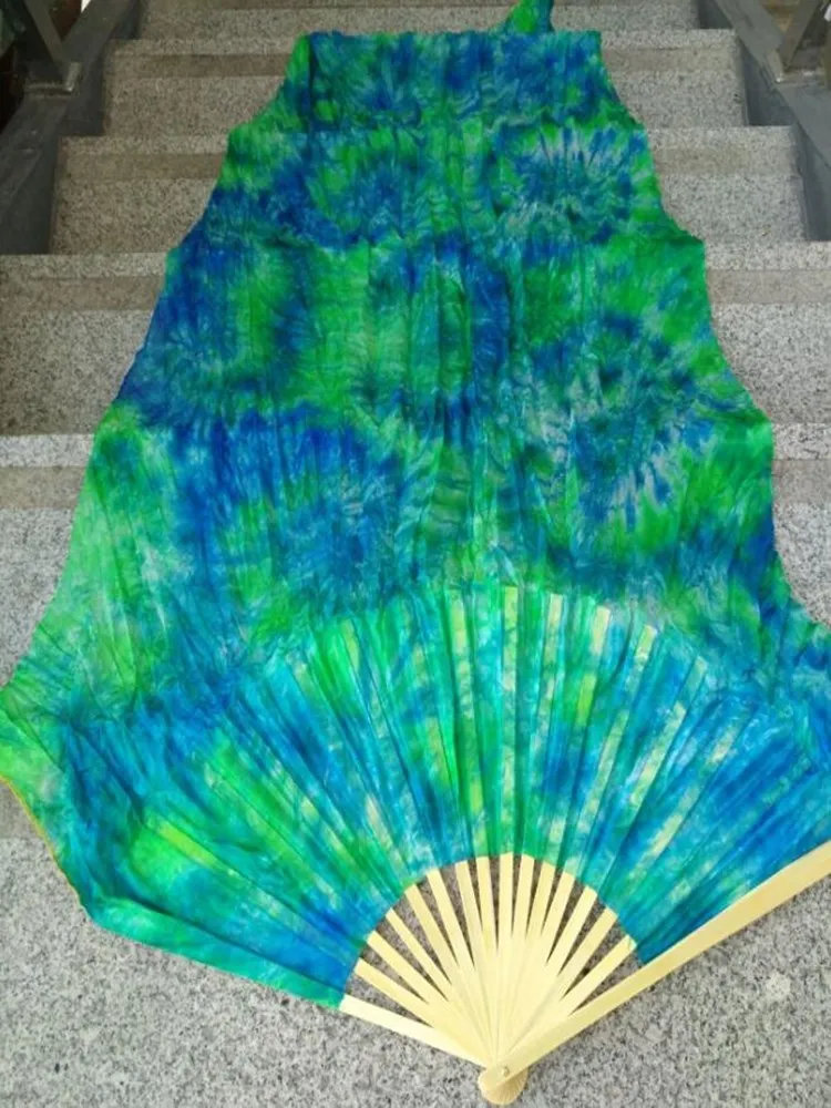 Professional Neilos Belly Dance Silk Fan Veils Black Flower Green Background Dacing Long Fans Multi Size Free Shipping | Тематическая