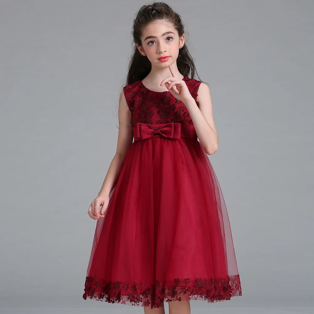 Girls Princess Party Dresses Summer Children Clothes Birthday Performance Floral Bowknot Baby First Communion Clothing | Детская одежда