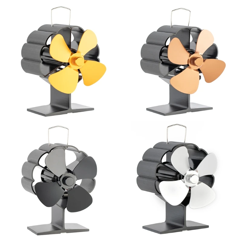 

Вентилятор для дровяной плиты с 4 лопастями, с питанием от тепла, семейная деревянная горелка для печей по дереву или каминов, тихий