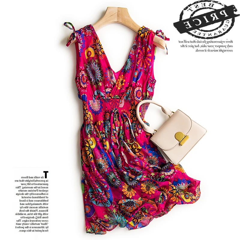 

Летнее женское сексуальное платье, женские платья из натурального шелка, женская одежда 2021, Пляжное повседневное Элегантное короткое плать...