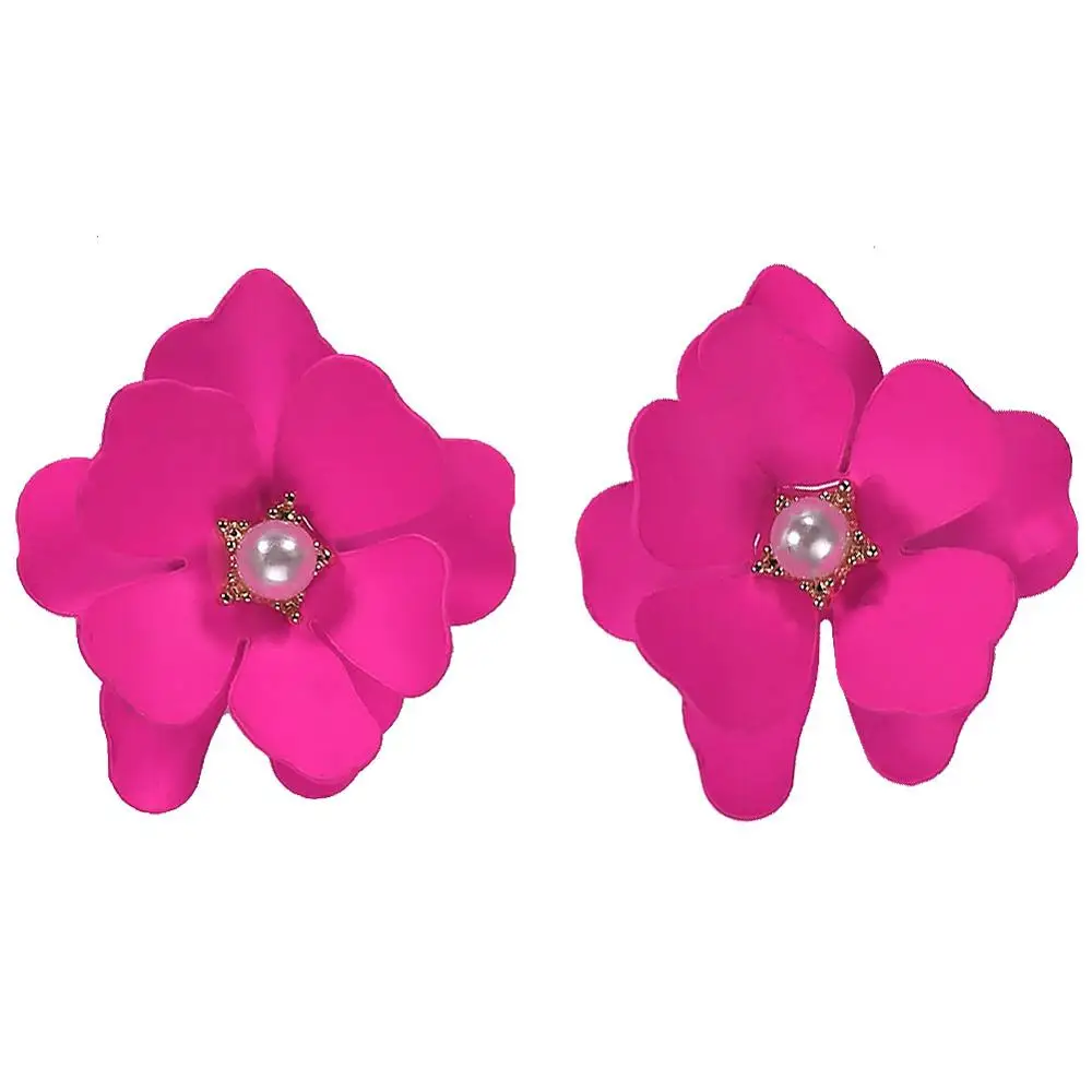 Boho Big White Simulated Pearl Flower Earrings For Women Fashion Wedding Party Jewelry 2021 Elegant Bijoux Wholesale 1E1115 | Украшения и