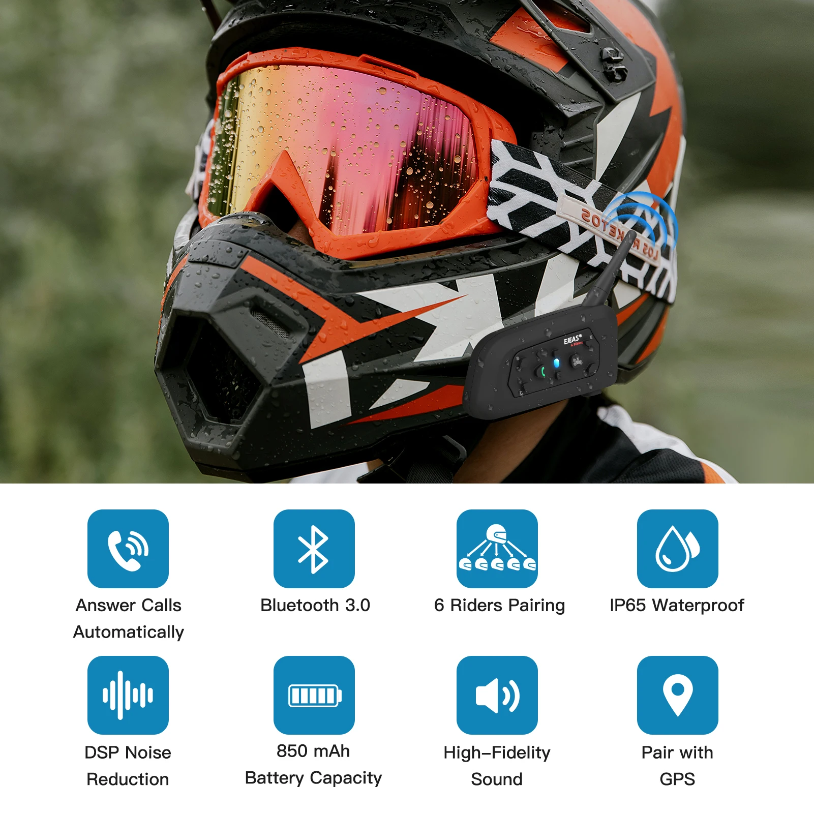 Встроенный Bluetooth-интеркометор для шлема 1 2 км IP65 |