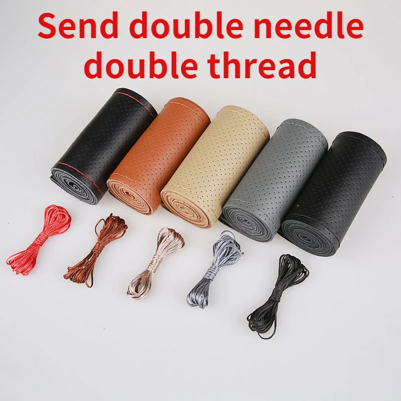 

Car Steering Wheel Braid Cover Needles And Thread Artificial Leather Car Covers DIY Texture Soft Auto Accessories