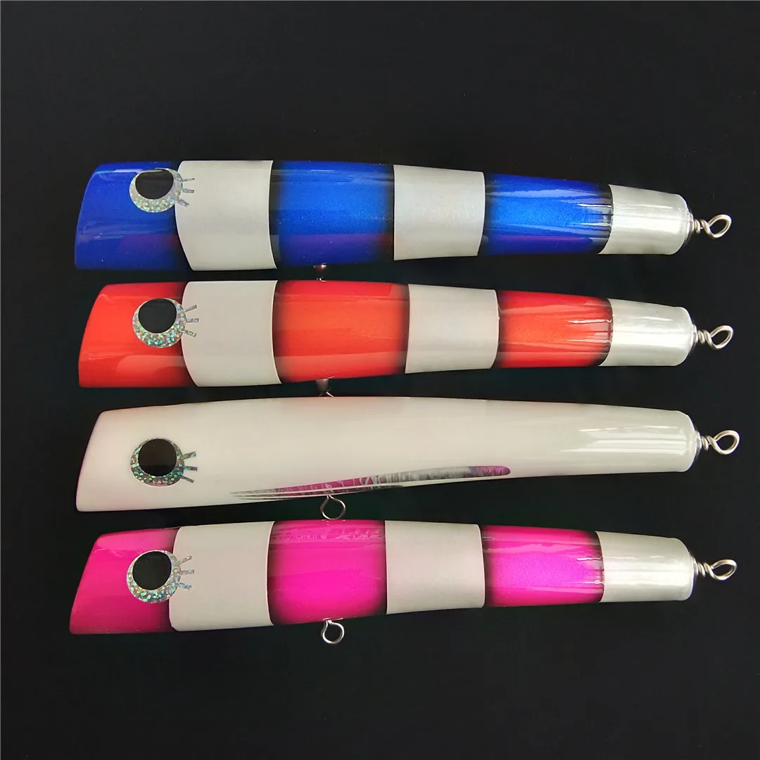 

Swolfy 4pcs 23cm 123.2g Popper Tuna Big Game Saltwater Topwater Popper Lure Wood Bait