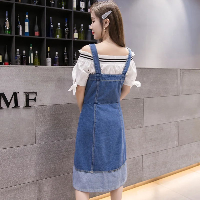 Женское джинсовое платье новинка 2020 однобортное без рукавов в Корейском стиле