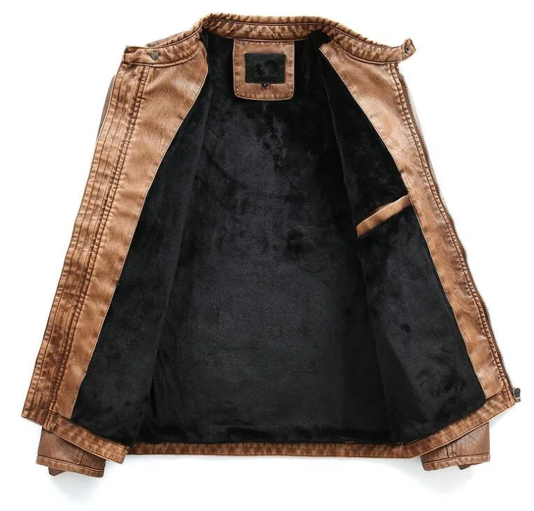 Кожаная куртка с лацканами Мужская мотоциклетная кожаная Do The Old ретро моющаяся