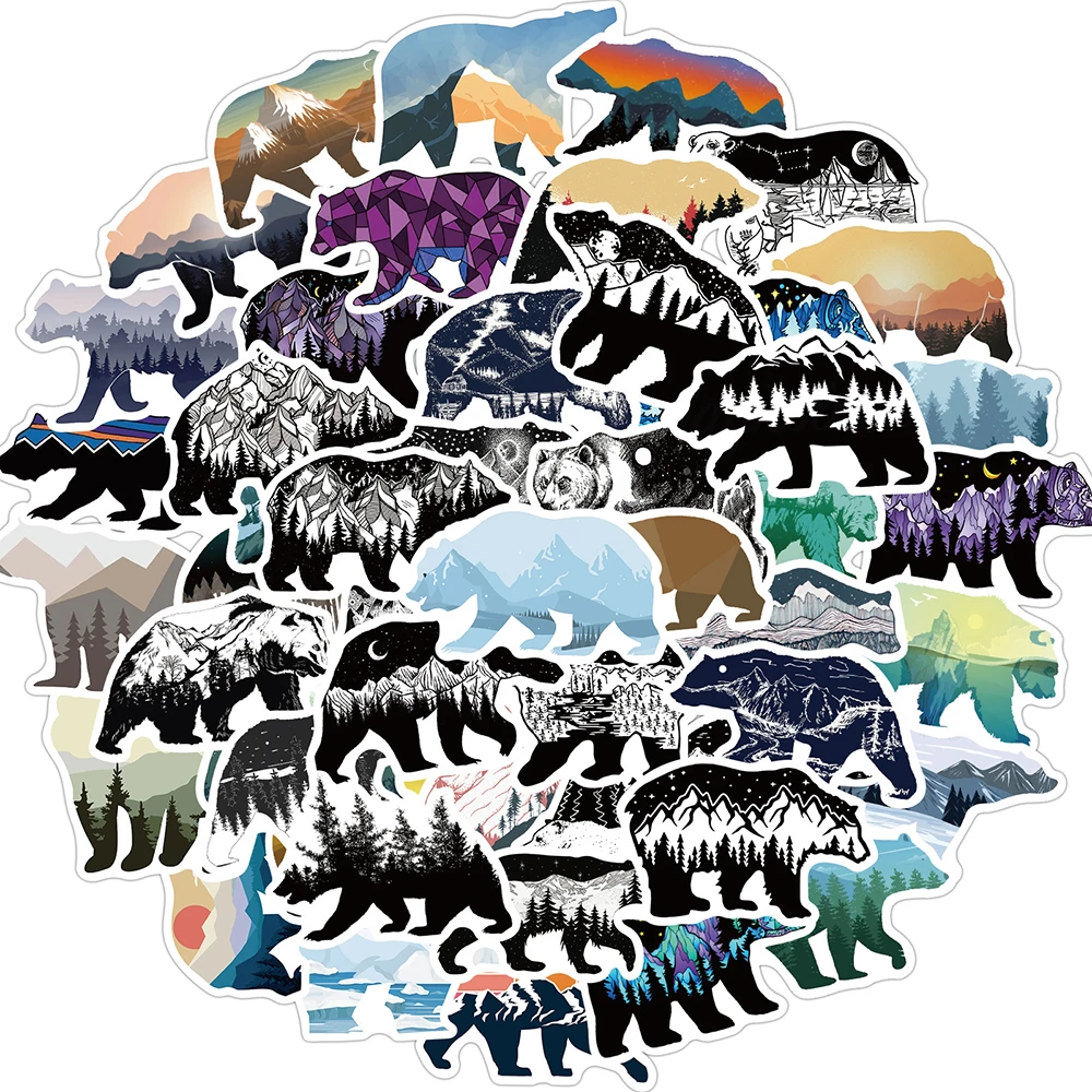 103050pcs mountain top colored bear graffiti stickers laptop guitar luggage waterproof cool sticker decal kid classic toys free global shipping