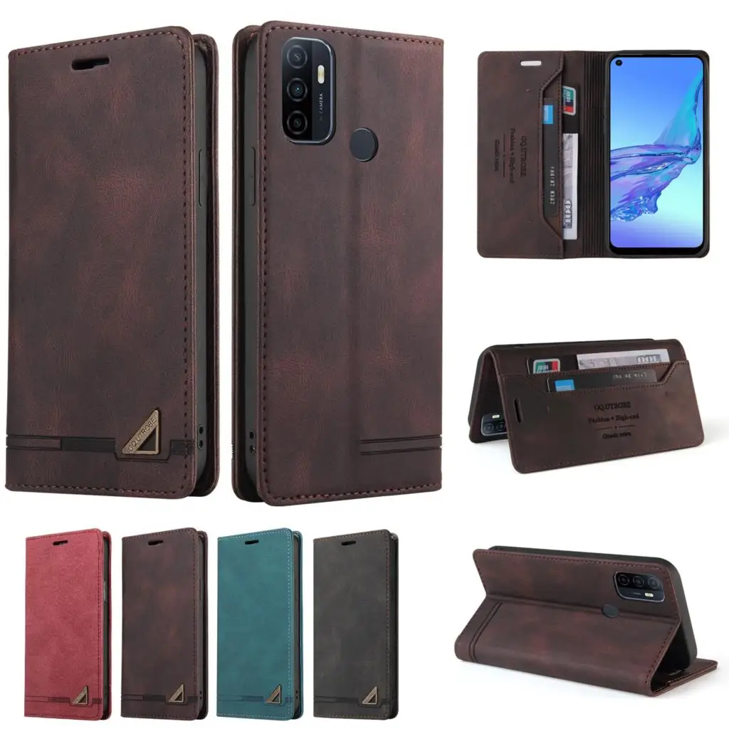 

NEW Case For OPPO A53 A32 A53S Flip Wallet Magnetic Flip Retro Matte Leather Cover For OPPO A 53 32 53S Luxury Business Coque Et