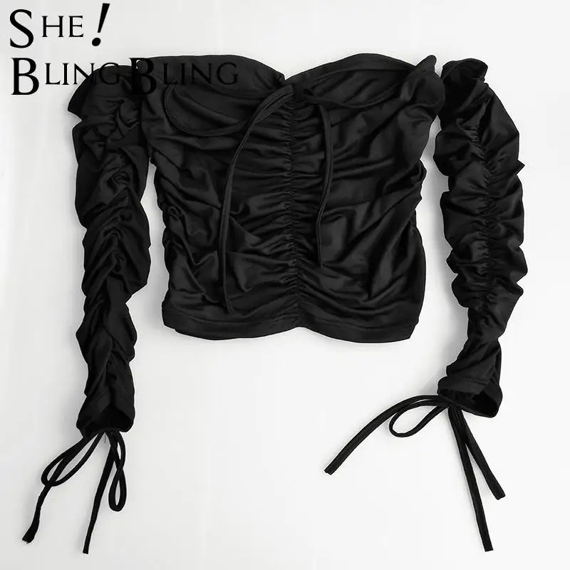 Сексуальная Женская футболка SheBlingBling с открытыми плечами сезон весна осень топы