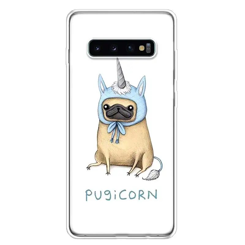 Изображением симпатичного мопса или крышка чехол для телефона для samsung Galaxy S10+ Note 10 9 8 S9 S8 J4 J6 J8 плюс S7 S6 корпус под плетенную сумку