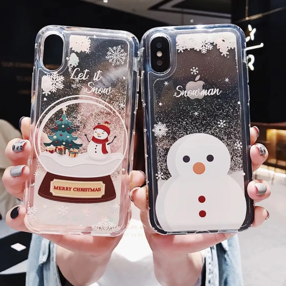 Прекрасный Рождественский чехол для iPhone 7 8 6 6S Plus Мягкий ТПУ зыбучий песок чехол для iPhone X Xr Xs максимальный чехол год