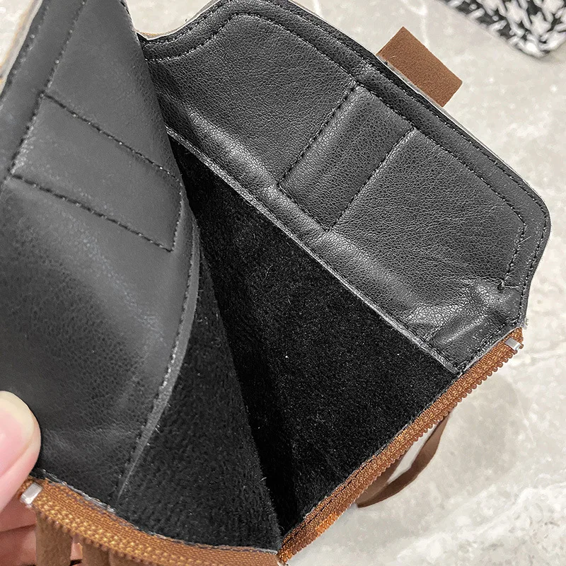 

2020 Tassel Thick Heel Round Toe Women's Boots New Medium Tube Yellow Martin Boots Solid Color Winter New Flat Tassel Boots