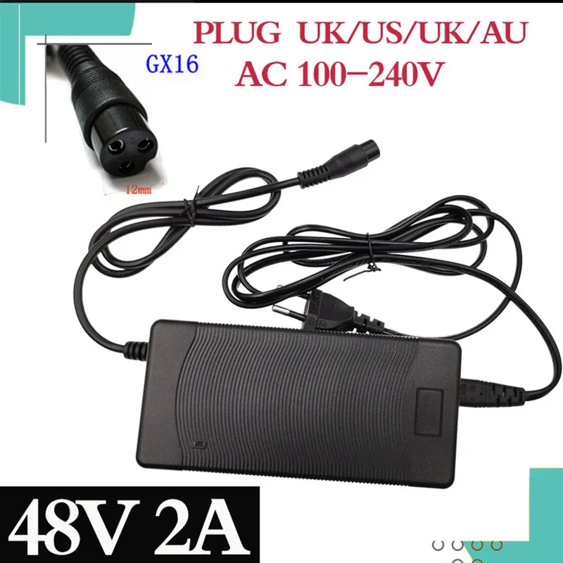 

Lead acid battery charger 48V 2A for 57.6V lead acid battery electric bicycle Scooters motorcycle charger 3P GX16 plug