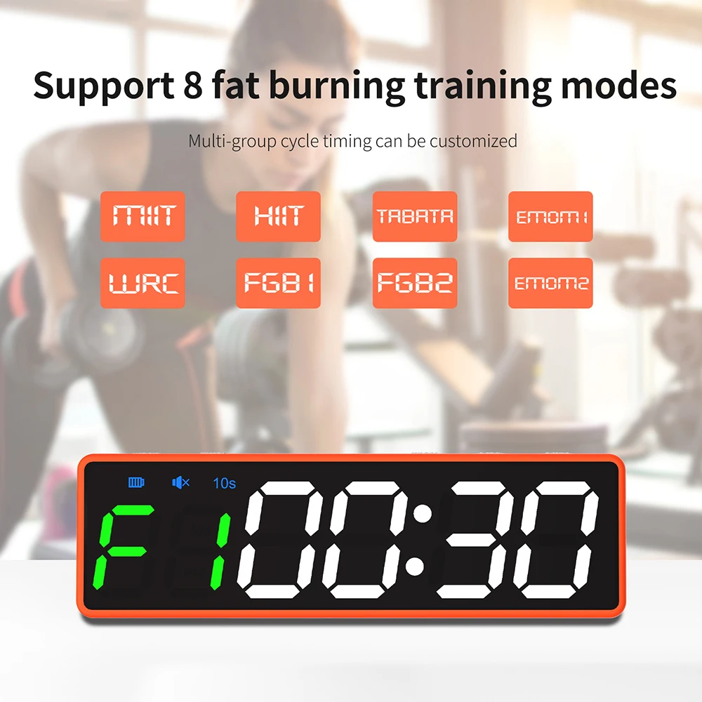 

Portable Gym Timer Yoga Boxing Training Interval Timers Workout Fitness Clock Countdown/UP/Stopwatch Magnetic & USB Rechargable