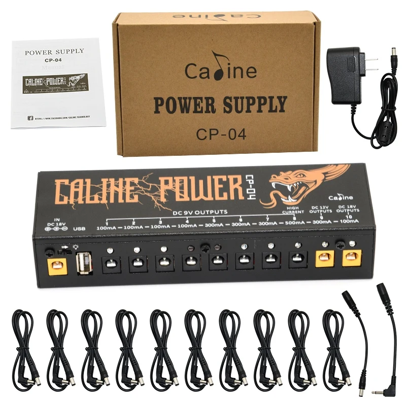 

Блок питания для гитары Caline Cp-04, 10 изолированных выходных токов, тюнер с защитой от короткого замыкания и перегрузки по току, для гитарных эф...