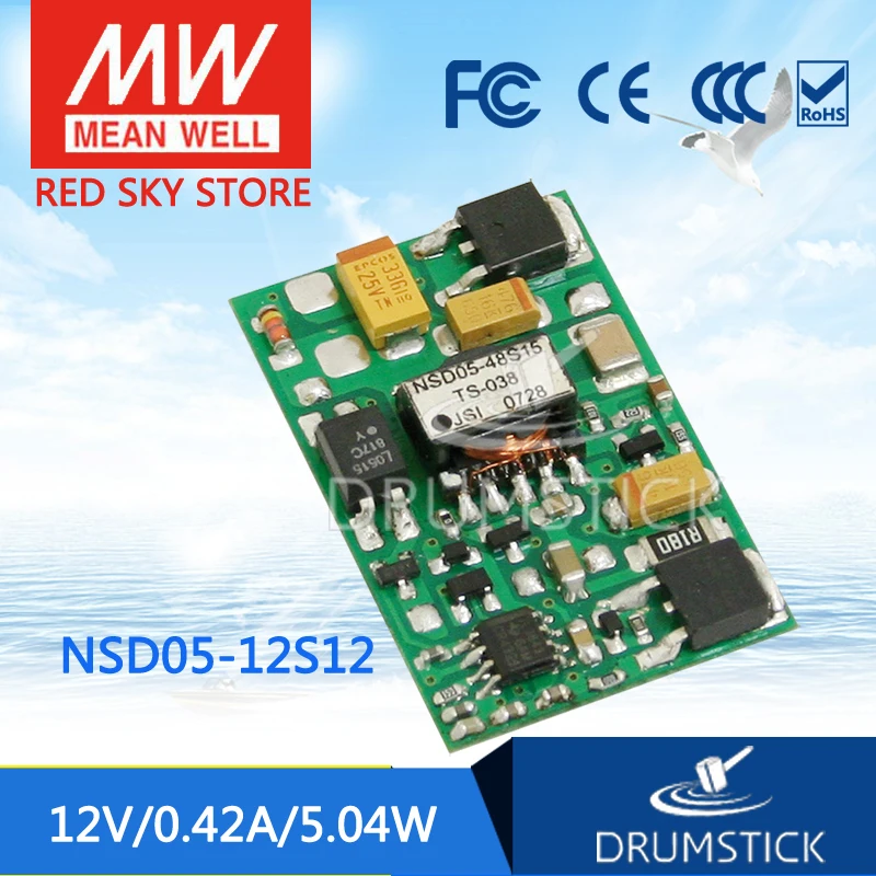 

nice MEAN WELL 2Pack NSD05-12S12 12V 0.42A meanwell NSD05 12V 5.04W DC-DC Regulated Single Output Converter