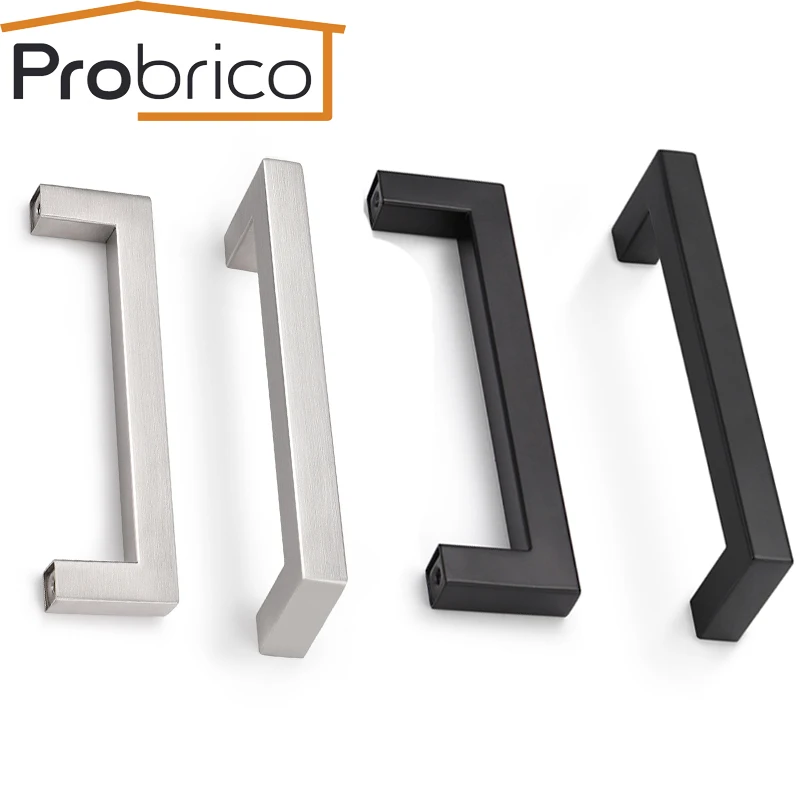 

Probrico Square Cabinet Pull Kitchen door Handles Drawer Knobs 12mm Stainless steel Wardrobe Door Handle Furniture Pull Hardware