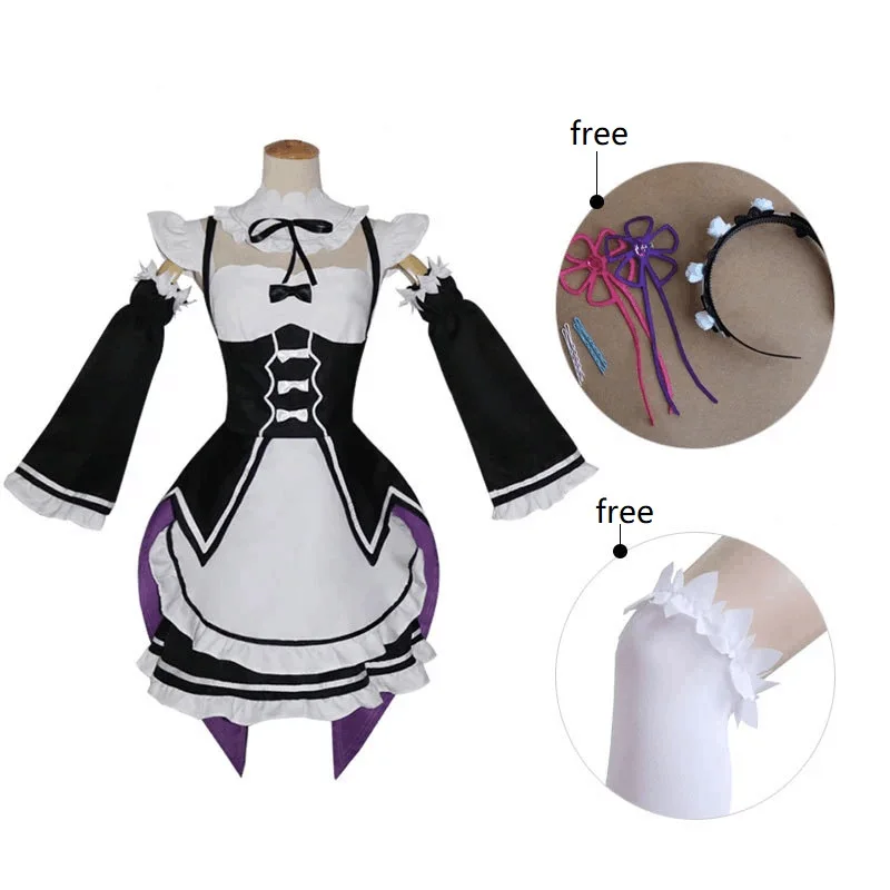 Костюм для косплея Re:zero Kara Hajimeru Isekai Seikatsu Ram Rem платья служанки |