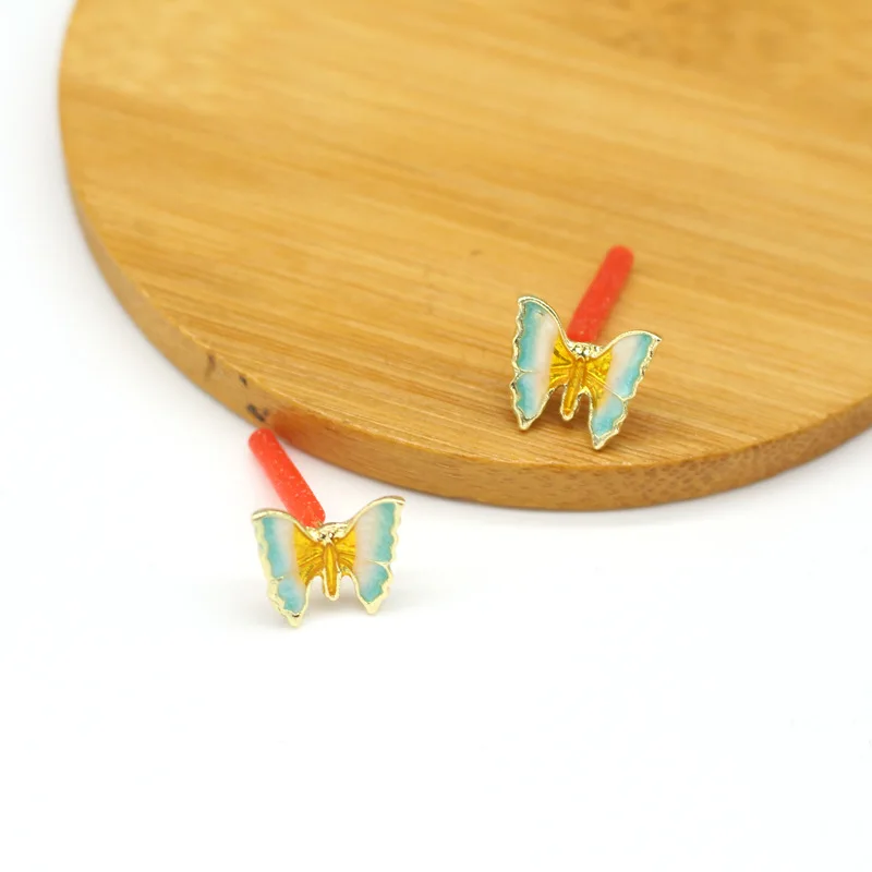 Гипоаллергенные разноцветные капельные масляные серьги-гвоздики изящные