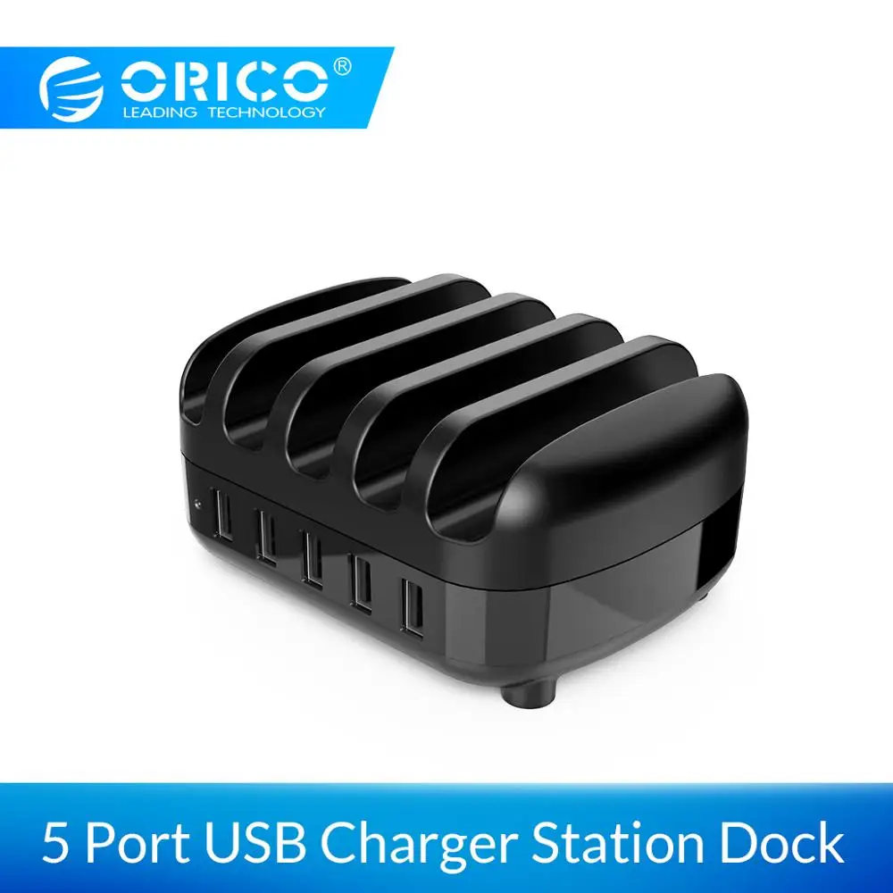 ORICO 5 портов USB Зарядное устройство Док-станция с держателем 40 Вт 5V2. 4A* 5 usb зарядка для iphone pad PC Kindle Tablet