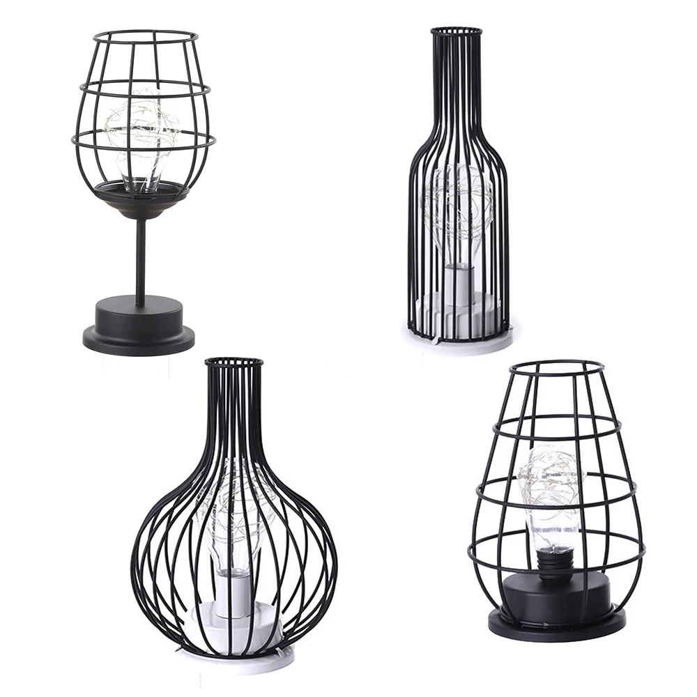 Ажурная Светодиодная лампа в форме винной бутылки креативсветильник Железный