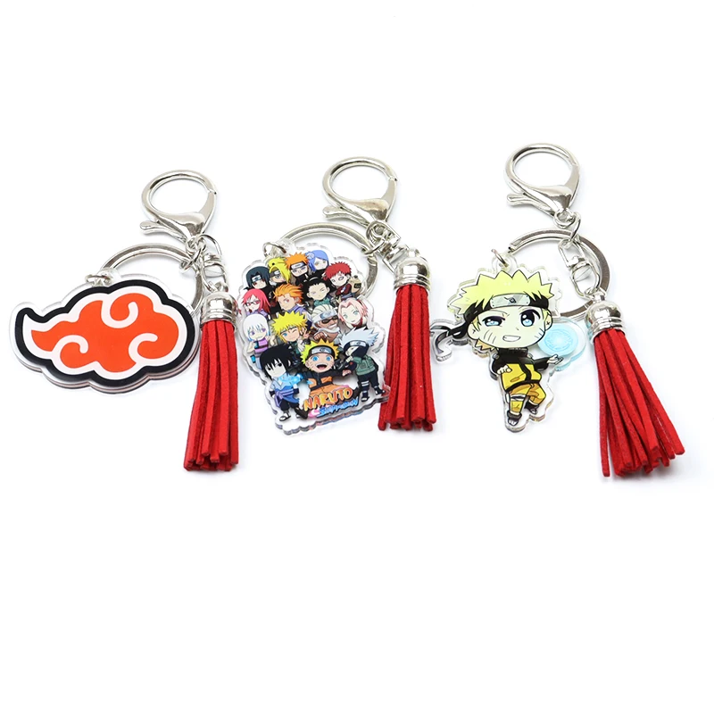 Аниме акриловые цепочки для ключей нарутос брелок Учиха Саске красное облако