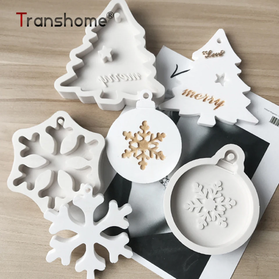 Transhome Silicone Cake Mould Christmas Tree Snowflake Shape With Hole Chocolate Cookie Cutter Mold DIY Baking Decor Tools | Дом и сад