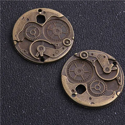 Antique Bronze 2 шт. 38 мм Два Цвета Винтаж Металл из цинкового сплава стимпанковый механизм часы очаровательные украшения кулон очаровательные амулеты - Цвет: Antique Bronze
