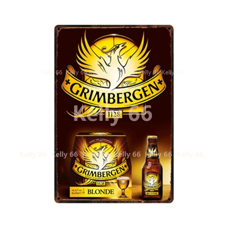 [Kelly66] Бельгия вина Grimbergen бред Chimay пива Оловянная металлическая табличка домашний